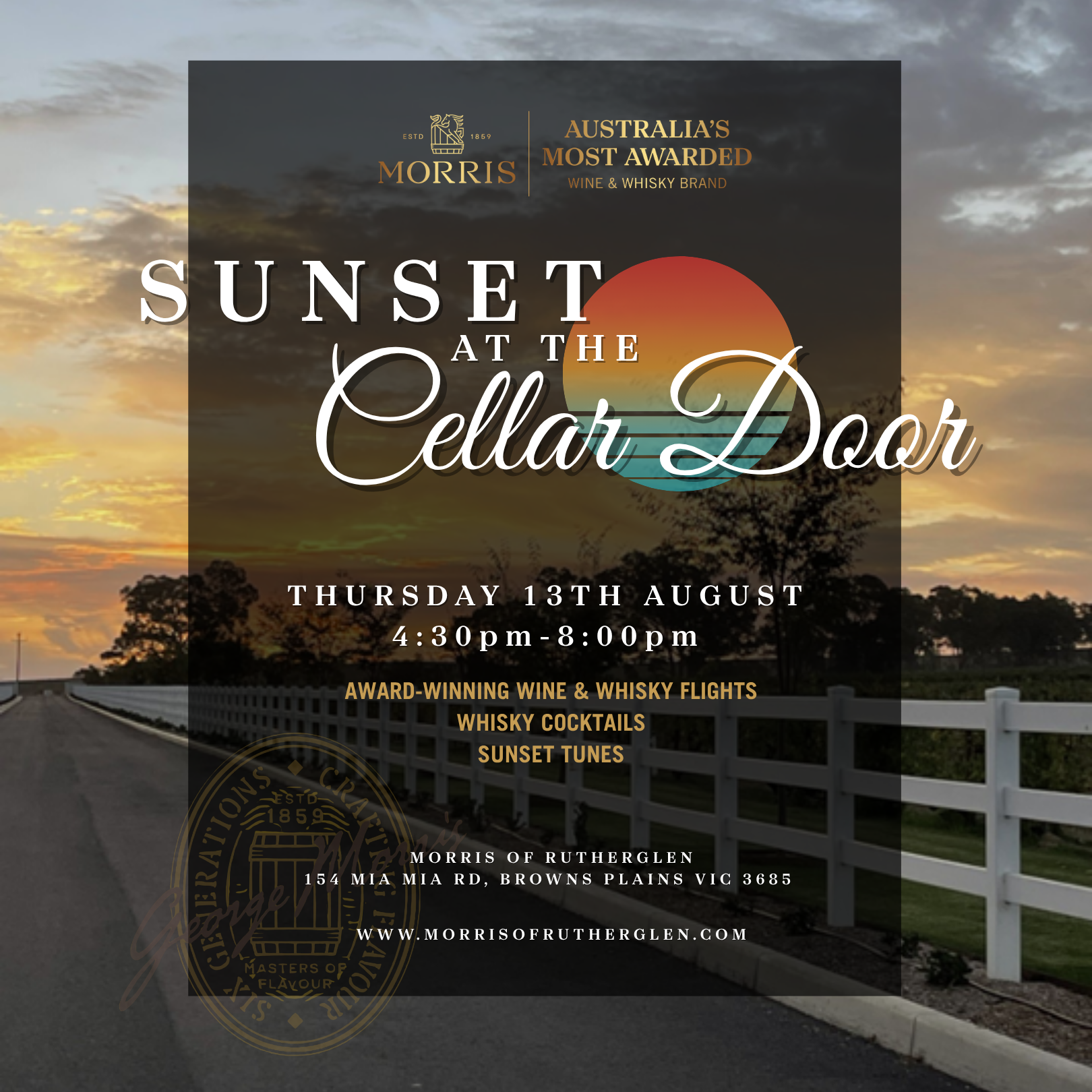 Sunset at the Morris of Rutherglen Cellar Door